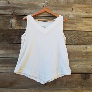 Abaca Tank V Cut White